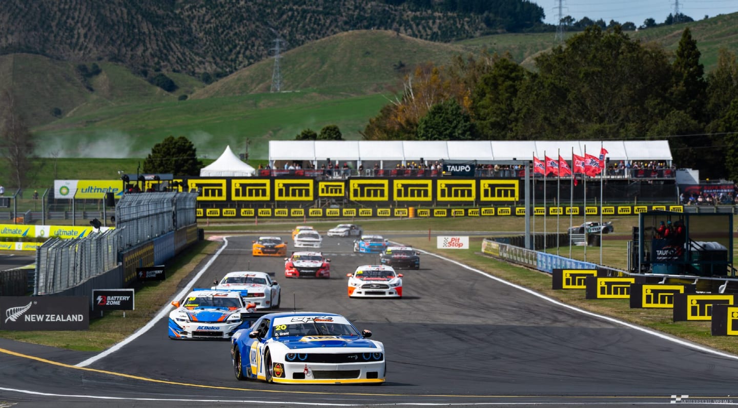 TA2 race cars battling at Taupō Motorsport Park — event coverage by Motorsport Visuals