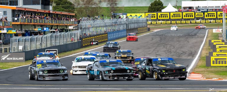 Classic car racing at Taupō Motorsport Park — motorsport photography by Ryan Watkinson